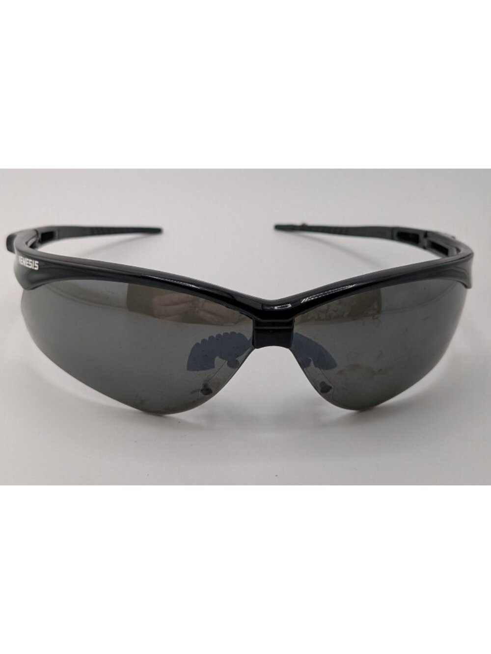 Nemesis Safety Sunglasses Black Wraparound Style With Gray Lenses 86mm Scratch R